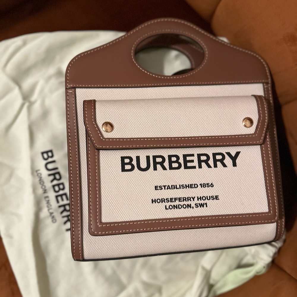 Burberry mini canvas top handle bag